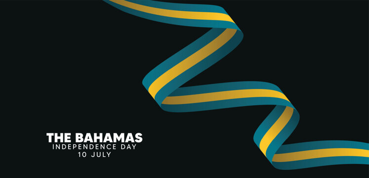 The Bahamas flag ribbon Independence Day vector poster