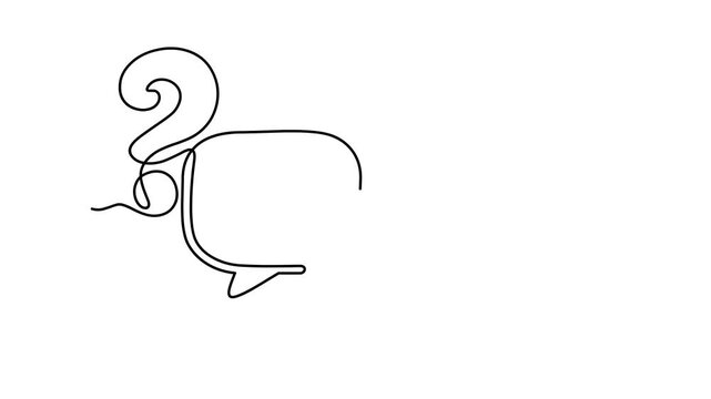 Animated self drawing of continuous line draw Quick tips. Continuous one line drawing of question mark, light bulb and speech bubbles. Full length one line animation. 4K	
