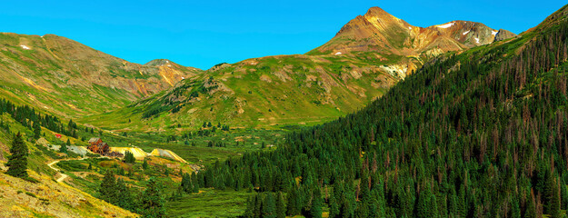 mountain landscape with green grass