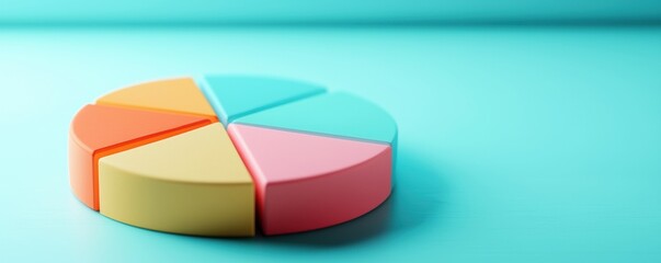 Obraz premium ESG, Environment and Investment Colorful pie chart on a blue surface representing data visualization.