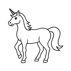 unicorn standing pose sketch line art vector