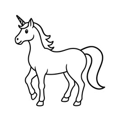 unicorn standing pose sketch line art vector