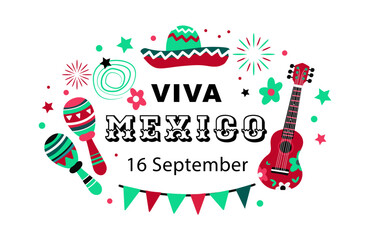 Mexico Independence Day background . Holiday concept for 16 september. 