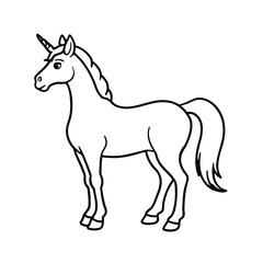 unicorn standing pose sketch line art vector