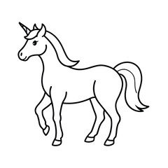unicorn standing pose sketch line art vector