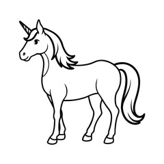 unicorn standing pose sketch line art vector