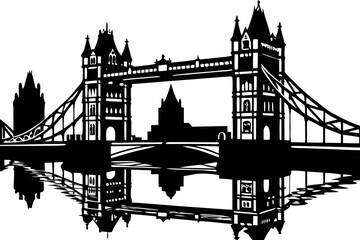 Obraz premium Iconic Tower Bridge Silhouette London Landmark in Black and White