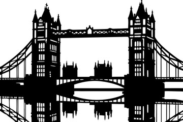 Obraz premium Iconic London Bridge Silhouette A Striking Black and White Illustration