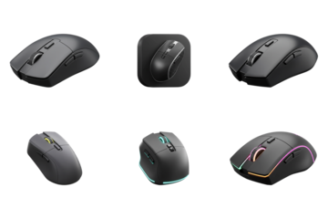 Modern Wireless Mouse: A sleek collection of modern wireless mice, showcasing ergonomic design and advanced features, perfect for any professional or home office setup.