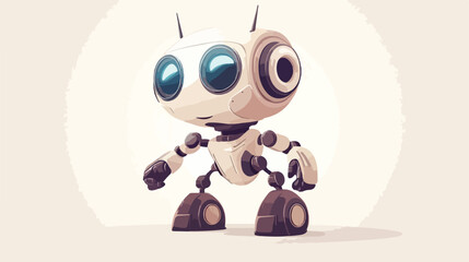 Fototapeta premium Funny Cartoon Robot with Wheel Legs - Flat Vector Illustration