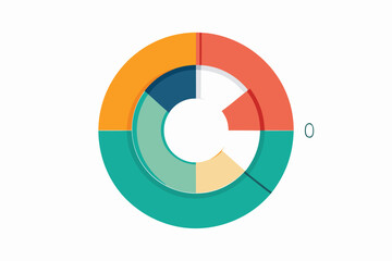 Colorful circular data visualization with multiple sections and percentage representation on a white background
