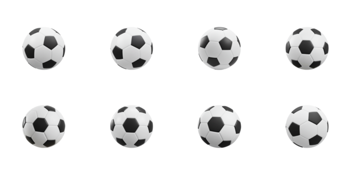 Soccer Balls Arrayed: A dynamic collection of soccer balls in precise alignment. The monochromatic design and repeated pattern create a compelling visual display, ideal for sports and game themes.