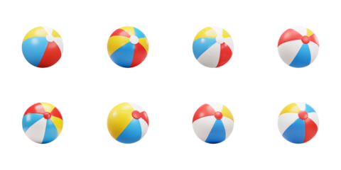 Beach Ball Array: An inviting array of vibrant, classic beach balls, offering a playful and colorful representation of summertime fun and leisure.