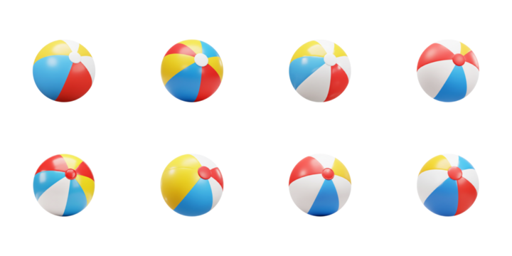 Beach Ball Array: An inviting array of vibrant, classic beach balls, offering a playful and colorful representation of summertime fun and leisure.