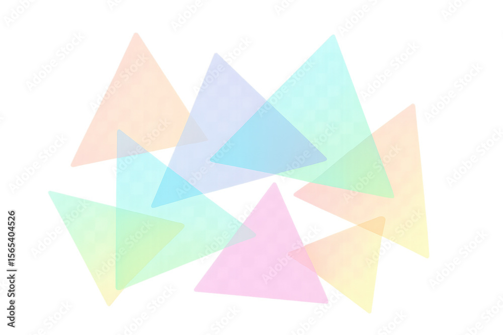 Aufkleber Pastel triangles overlapping, forming geometric pattern against transparent backdrop, creating minimalist graphic design element