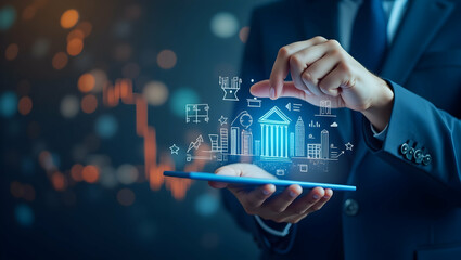 Analyzing Economic Impact of Fintech: Innovative Digital Finance Models & Disruptive Technologies Redefining Banking & Investment Landscapes - Photo Stock Concept
