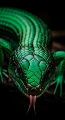 Obraz premium Vibrant Emerald Lizard Close-Up Macro Photography of a Striking Reptile