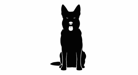 Obraz premium Dog Sitting Vector – Silhouette of Pet in Calm Pose for Animal, Obedience, and Domestic Dog Concepts