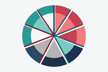 Obraz premium Modern and colorful pie chart illustrating data analysis and business insights in a clean minimalist style
