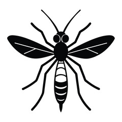 vector line art of mosquito on white background.