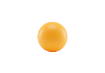 A single, perfectly spherical ping-pong ball, vibrant tangerine orange, smooth and glossy with subtle light reflections, isolated on a pure, seamless, infinite studio white background with ample