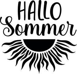Hallo Sommer. Summer vector lettering. German text: Hello, Summer.