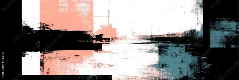 Fototapete abstract rendering of landscape with muted colors and heavy textures