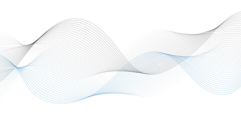 Abstract wave element for design. Digital frequency track equalizer. Stylized line art background. Vector illustration. Wave with lines created using blend tool. Curved wavy line, smooth stripe.