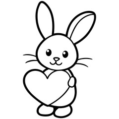 Obraz premium Cute bunny with heart Icon Romantic Love Symbols, Hearts, Cupid, Gifts & Celebration Graphics