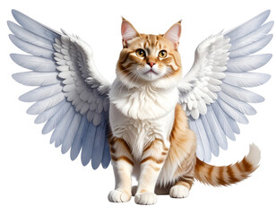 Cat with angel wings transparent background  