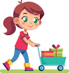 little girl with shopping cart