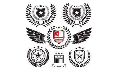 Fototapeta premium Royal Badge & Ribbon Crest Icons