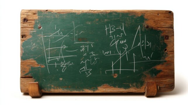 High-quality isolated image of a whiteboard with math equations, placed on a pure white background, perfect for academic and tutorial content