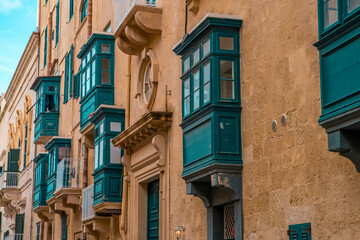 Colorful wooden balconies in Malta