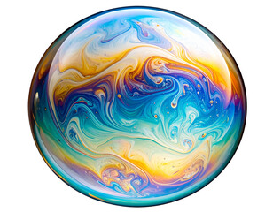 Close-up Macro View of Soap Bubble Surface with Detailed Color Patterns, isolated on transparent background