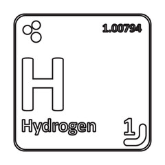 Hydrogen icon with information of Periodic Table of Elements