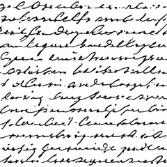  unreadable handwritten text, seamless pattern. Vintage grunge bad calligraphy script, old book document. Vector illustration of monochrome unreadable handwriting cursive poetry