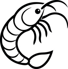 Prawn line art icon vector illustration	