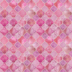 Watercolor gothic style clover leaf seamless pattern