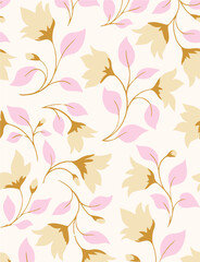 Tropical beige, green palm leaves seamless pattern. Exotic jungle wallpaper.