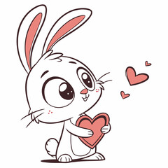 Fototapeta premium Cute bunny with heart Icon Romantic Love Symbols, Hearts, Cupid, Gifts & Celebration Graphics