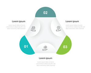 3 step design infographic template. Vector diagram information with paper style and icons suitable for workflow, business information and web presentation.