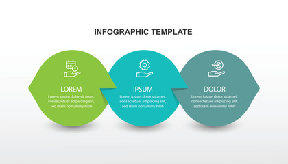 3 step design infographic template. Vector diagram information with paper style and icons suitable for workflow, business information and web presentation.