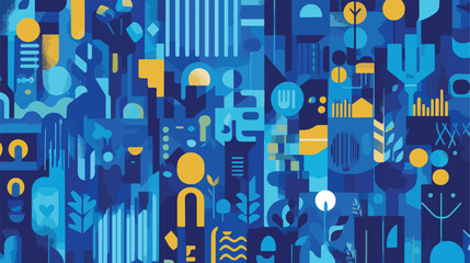 Blue Pattern Background Design for National Hispanic Heritage, Abstract Geometric Texture in Shades of Blue