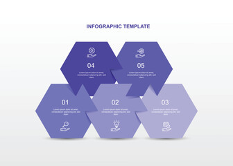 5 step design infographic template. Vector diagram information with paper style and icons suitable for workflow, business information and web presentation.