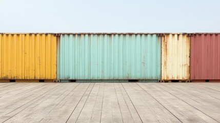 Fototapeta premium High-resolution image of a shipping container yard against a white backdrop, perfect for logistics, transportation, and global trade promotions
