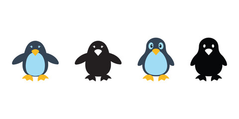 Isolated on white background, penguin vector icon child cartoon character illustration symbol graphic doodle