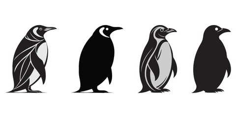 Naklejka premium Isolated on white background, penguin vector icon child cartoon character illustration symbol graphic doodle