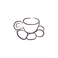 Vintage Tea Cup Contour Illustration