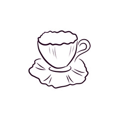 Vintage Tea Cup Contour Illustration